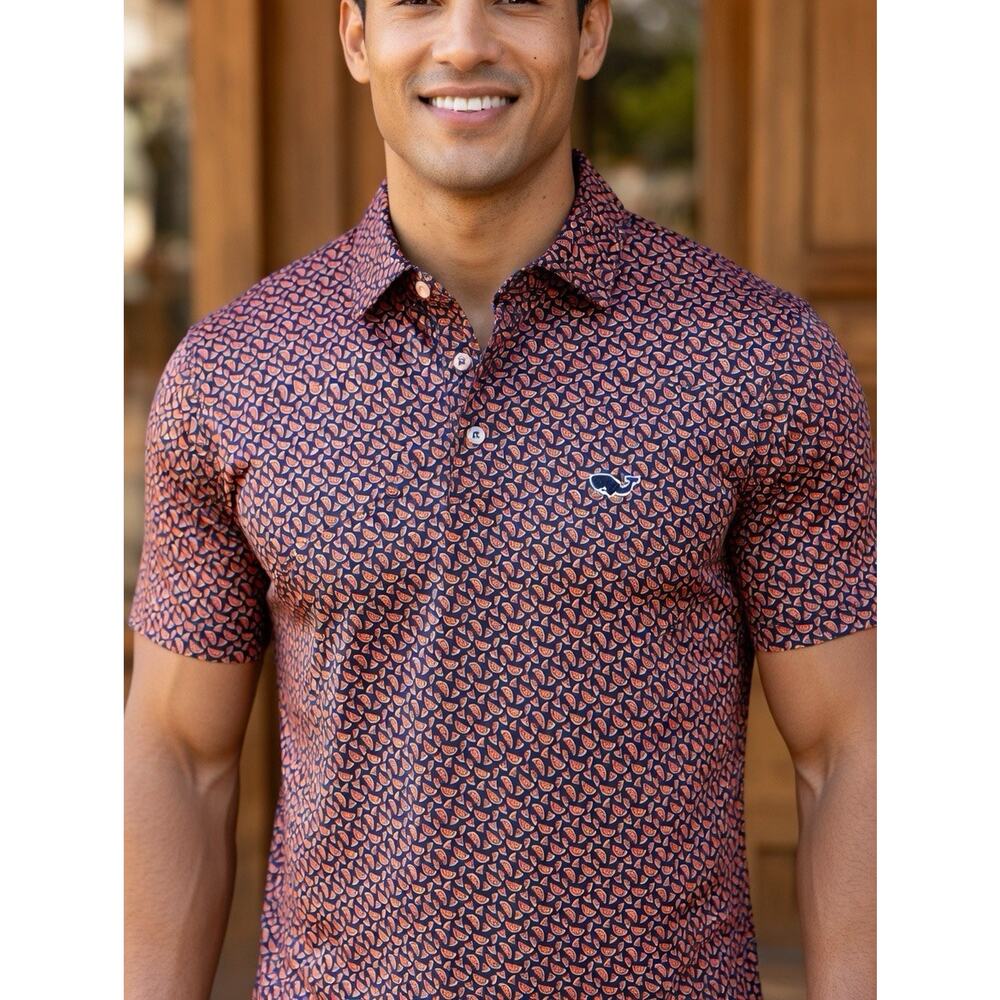 Vineyard Vines Mens OTG On The Go Sankaty XL Watermelon Pattern 92/8 Blend Golf